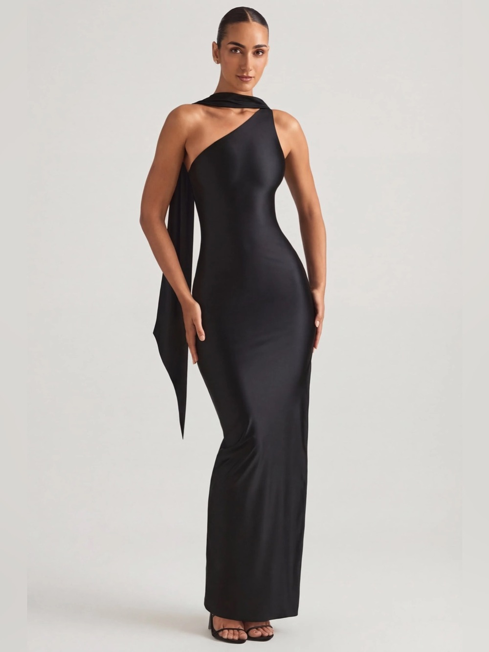 Oh Polly Sheril Asymmetric Scarf-Detail Maxi Dress - Picture 1 of 17